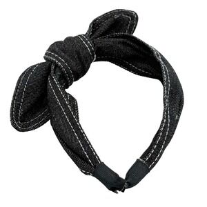Denim Fabric Headband Bow Knot Blue Hair Accessory NEW